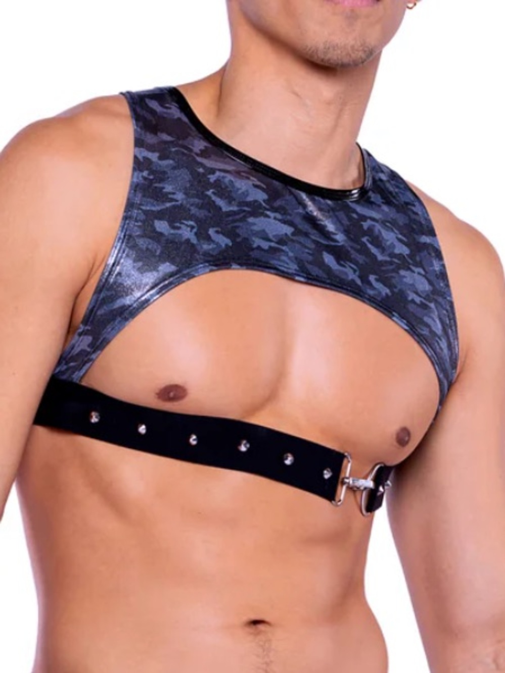 Roma Metallic Black Cut-Out Harness Top . Size M/L adjustable.